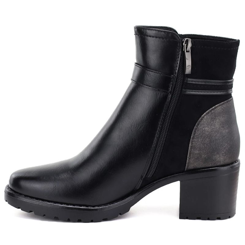 8. Women's insulated ankle boots with a block heel, black, Potocki SZ12873