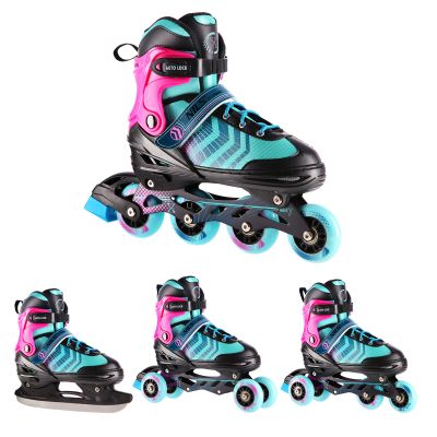 2. NH18192A 4in1 BLACK-PURPLE SIZE M(34-38) ROLLER SKATES WITH HOCKEY SLEEVE NILS EXTREME