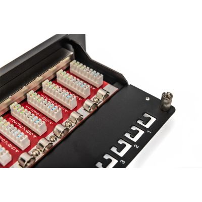 6. Digitus Patch Panel 10'' 12x RJ45, LSA level, cat.6A, shielded, 1U, black, cable guide