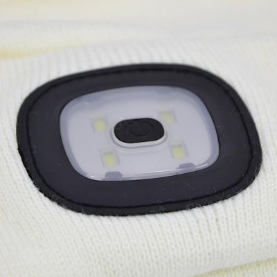 3. WHITE BEANIE WITH 4-LED HEADLAMP, 120 LM, 3 MODES, FOR OUTDOOR ACTIVITIES