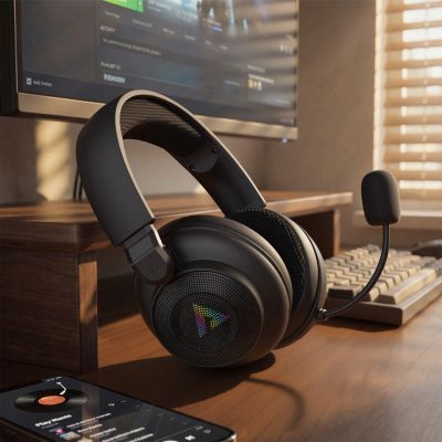 7. Acefast H15 Wireless Bluetooth / 2.4 GHz / AUX Gaming Headphones with Microphone and RGB Backlight - Black