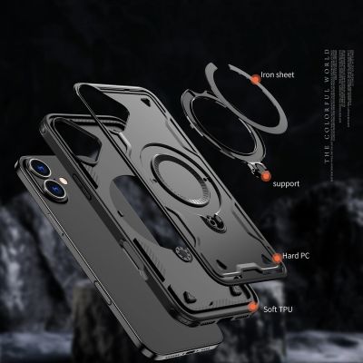 2. Hybrid Armor Trendy Case with MagSafe for iPhone 16 - Black
