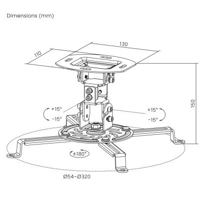 2. MACLEAN PROJECTOR CEILING MOUNT, 54~320MM, UP TO 13.5 KG, 360-DEGREE ROTATION MC-200 W