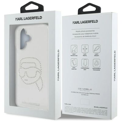 8. Karl Lagerfeld IML Rhinestones Karl Head Case for iPhone 16 Clear