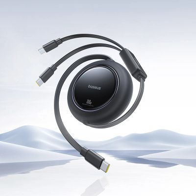 8. Baseus Free2Pull Mini 100W 3in1 USB-C Retractable Cable - 2xUSB-C 1.2m - Black