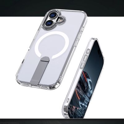6. Hybrid Armor X Case for iPhone 17 with Stand, Compatible with MagSafe - Transparent