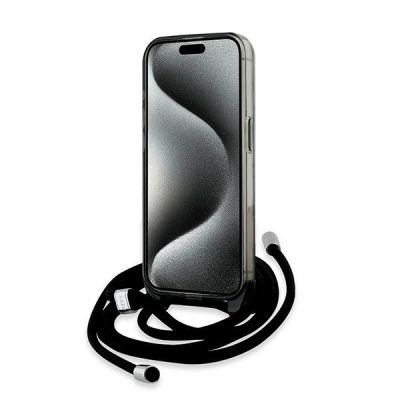 4. Karl Lagerfeld IML Crossbody Monogram Karl & Choupette Head MagSafe Case for iPhone 15 Pro - Black