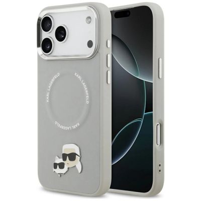 Karl Lagerfeld Karl & Choupette Pins MagSafe Case for iPhone 17 Pro - Gray