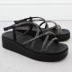 5. Women's Roman wedge sandals with zircons, black Filippo DS6898