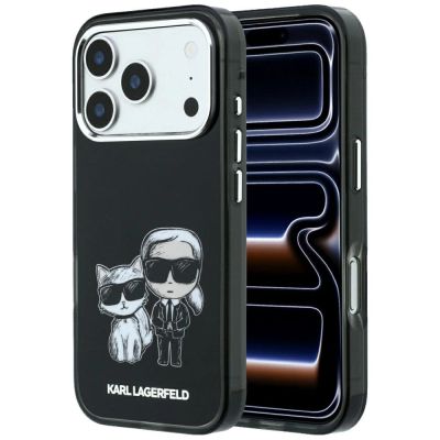 Karl Lagerfeld Smooth Karl & Choupette Bodies Sketch MagSafe Case for iPhone 18 Pro / 17 Pro - Black