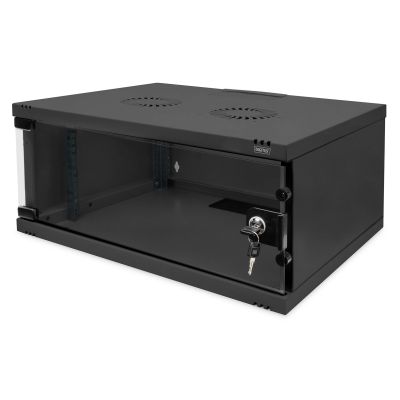 19" 4U wall-mounted network cabinet, SOHO 241 x 540 x 400 mm, glass door, black, unassembled, 60 kg