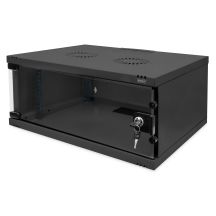 19" 4U wall-mounted network cabinet, SOHO 241 x 540 x 400 mm, glass door, black, unassembled, 60 kg