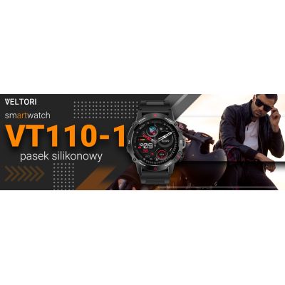 5. VELTORI VT110-1 Smartwatch Black Silicone Strap