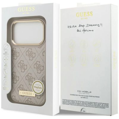 8. Guess 4G Logo Plate MagSafe Case for iPhone 18 Pro / 17 Pro – Pink