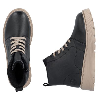 5. Women's leather ankle boots on a black platform Rieker 70405-01
