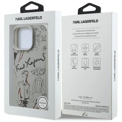 8. Karl Lagerfeld Grained Pattern & Logo MagSafe Case for iPhone 16 Pro - Gray