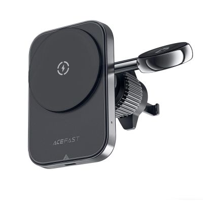 4. Acefast D18 car holder with MagSafe / Qi inductive charger + USB-A USB-C cable - black