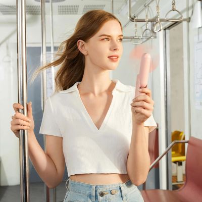 3. Jisulife Handheld Fan Life8 Plus Portable USB Fan with Power Bank Function 4500mAh and Flashlight - Pink