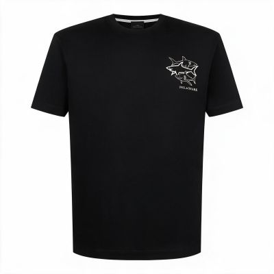 4. Paul&Shark men's cotton T-shirt, black - model 26411035-11, classic cut, high-quality cotton