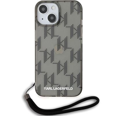 2. Karl Lagerfeld IML Mono KL Pattern & Cord case for iPhone 15 / 14 / 13 - black