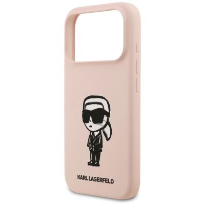6. Karl Lagerfeld Silicone Karl Sketch & Logo MagSafe Case for iPhone 17 Pro Max - Pink
