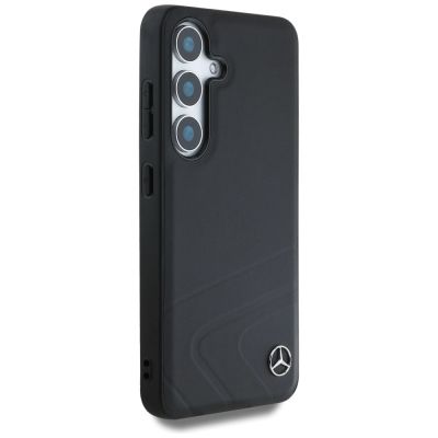 4. Mercedes Leather Horizontal Debossed Curves MagSafe Case for Samsung Galaxy S25 - Black