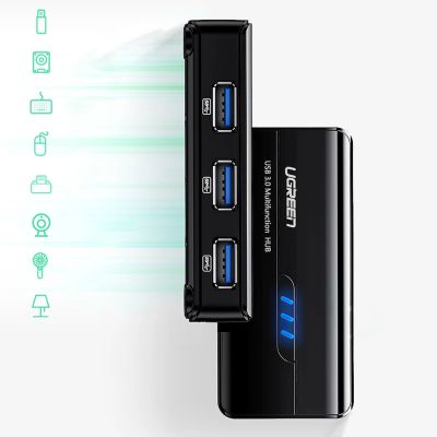 8. Ugreen 20265 USB-A / RJ45 1000 Mbps HUB 3x USB 3.0 Network Adapter - Black