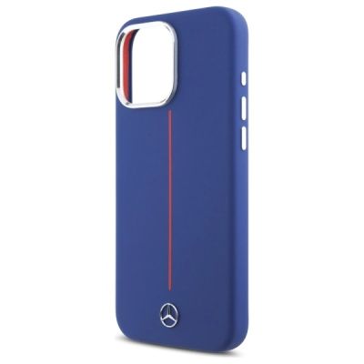 6. Mercedes Silicone Red Stripe MagSafe Case for iPhone 16 Pro Max - Navy Blue