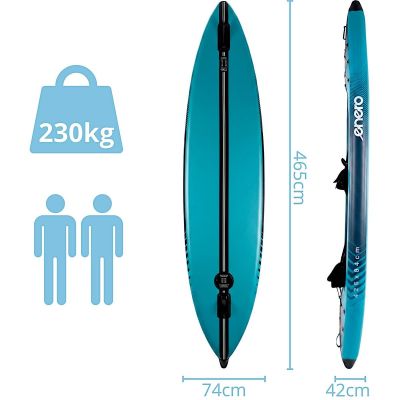 13. 2-PERSON KAYAK 465x74x42CM LAMINATED PVC BLUE ENERO