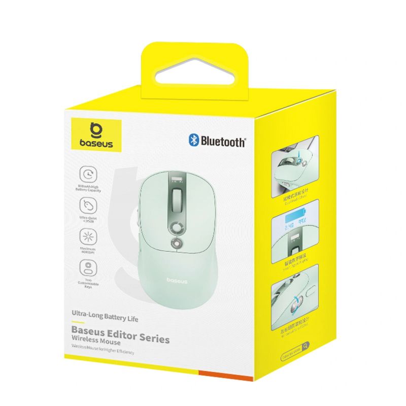 10. Baseus Editor Wireless Computer Mouse with 800mAh Battery and Battery Status Indicator - Green