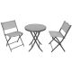 29. BALCONY FURNITURE SET ROUND TABLE AND 2 FOLDING CHAIRS GRAY