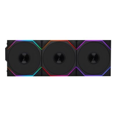 2. Lian Li UNI FAN TL Wireless LCD Lüfter fan, ARGB, PWM, 3er-Pack incl. Controller - Reverse Blade, 120mm, black
