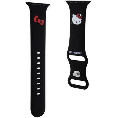 3. Hello Kitty Silicone Kitty Head Strap for Apple Watch 42/44/45/49mm - Black
