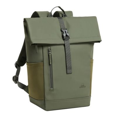 25. Rivacase Eden Backpack Travel Backpack Olive Waxed Leather (Pull Up), Polyester, Recycled Polyethylene Terephthalate (rPET)