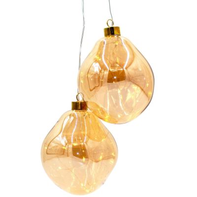 12. GLASS DROP BALL MAT 2 PCS LED 12 CM GOLD