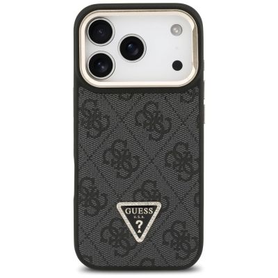 3. Guess 4G PU Triangle Logo & Stand Camera Magsafe Case for iPhone 17 Pro - Black