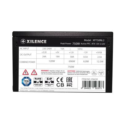 4. Xilence XP750R6.2 XN430 750W 20+4 pin ATX Black Power Supply