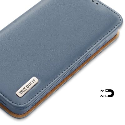 6. Dux Ducis Hivo Leather Flip Cover Genuine Leather Wallet For Cards And Documents Samsung Galaxy S22 + (S22 Plus) Blue
