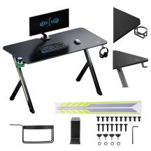 NanoRS Gaming Desk, Black with Headphone and Cup Holder, Max. 75kg, Dimensions 1200x600x750mm, RS101