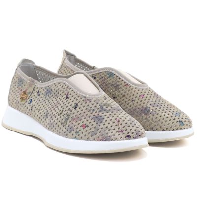 4. Women's leather openwork shoes, beige, Jezzi 26PB32-60