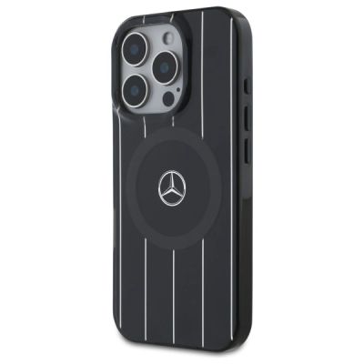 2. Mercedes MB Double Layer Crossed Lines MagSafe iPhone 16 Pro Case - Black