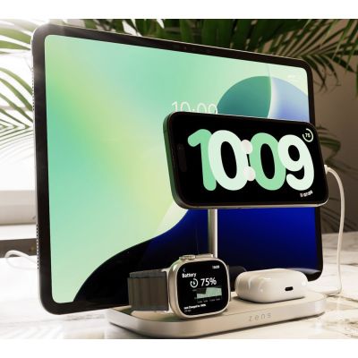 8. ZENS ZEDC29W/00 Charger, Indoor, AC, USB, Wireless Charging, 1m, Silver, White