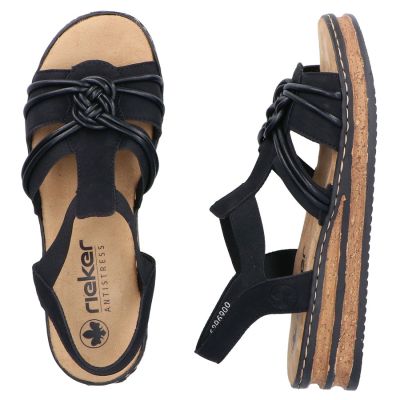 5. Women's black elastic strap sandals Rieker 62969-00