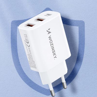 14. Wozinsky CWCUCW 30W USB-C / 2 x USB-A Wall Charger - White