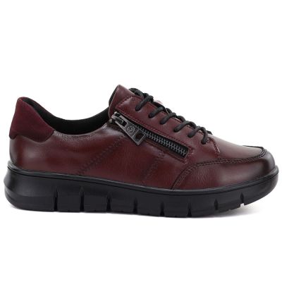 6. Women's leather platform shoes in burgundy Vinceza 133130