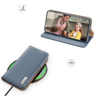 7. Dux Ducis Hivo Leather Flip Cover Genuine Leather Wallet For Cards And Documents Samsung Galaxy S22 + (S22 Plus) Blue