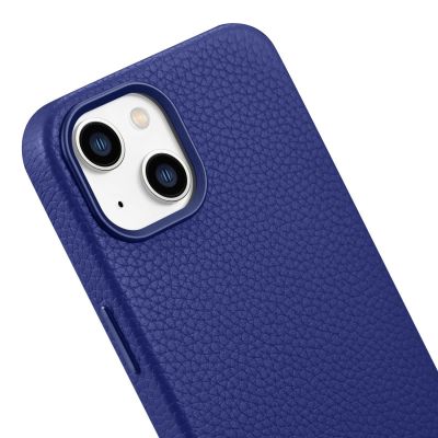 10. iCarer Litchi Premium Leather Case iPhone 14 Plus Magnetic Leather Case with MagSafe Dark Blue (WMI14220711-DB)