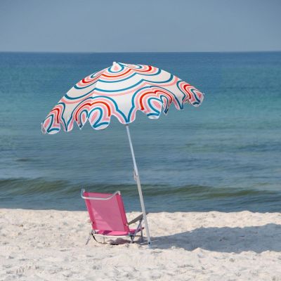 5. BEACH AND GARDEN UMBRELLA 160 CM BLUE AND PINK STRIP