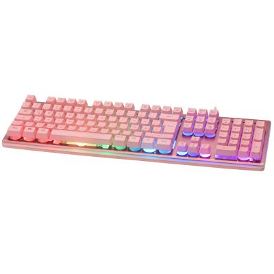 Deltaco Gaming GAM-021-RGB-P-DE USB Keyboard QWERTZ German Pink