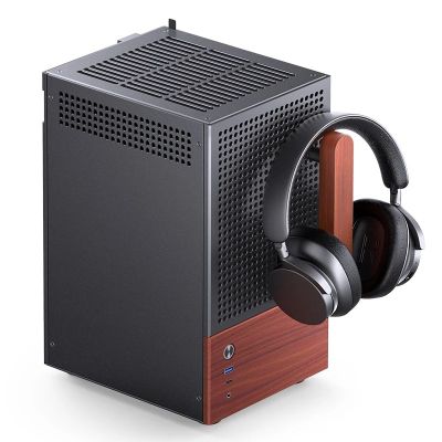 19. Jonsbo T6 Case, Mini-Tower, Mini-ITX, Tempered Glass, Wood - Black